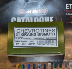 Cartouche CHEVROTINES 21grains Bismuth Super Match armurerie bernizan bayonne